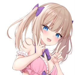 This is a pixiv picture whose title is 生意気ダブルピース.