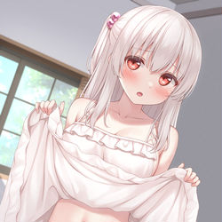 This is a pixiv picture whose title is おなか見せて 001「これでいいの…？」.