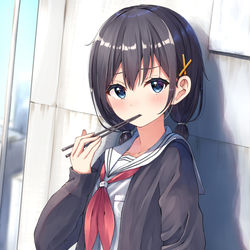 This is a pixiv picture whose title is 「一緒に食べてもいいけど、タコさんウインナーは分けないよ」.