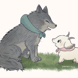 This is a pixiv picture whose title is あらしのよるに.