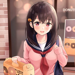 This is a pixiv picture whose title is 「どこで食べる？」.