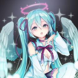This is a pixiv picture whose title is 天使ミク.