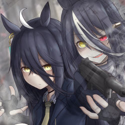 This is a pixiv picture whose title is ヒットマンハッタンカフェとサンデーサイレンス.