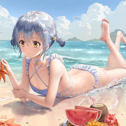 This is a pixiv picture whose title is 春葵の海デート.