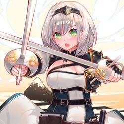 This is a pixiv picture whose title is 白銀ノエル伊澤曉.