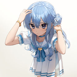This is a pixiv picture whose title is 髪型チェック中.