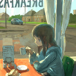 This is a pixiv picture whose title is 朝.