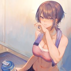 This is a pixiv picture whose title is 「……なに？」.