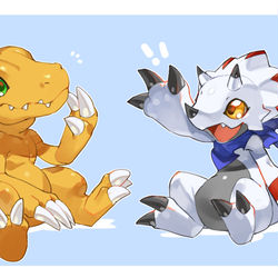 This is a pixiv picture whose title is アグモンとガンマモン.