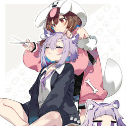 This is a pixiv picture whose title is 🐶✂🐱.