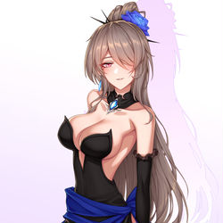 This is a pixiv picture whose title is 马尾礼服迷迭.