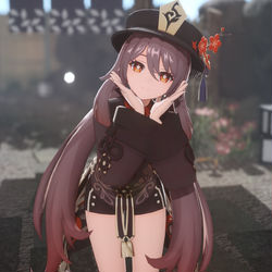 This is a pixiv picture whose title is Hu Tao MMD.