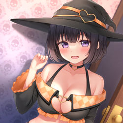 This is a pixiv picture whose title is おなか見せて002「お菓子くれなきゃイタズラしちゃうからね…？」.