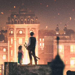 This is a pixiv picture whose title is 鬼人幻燈抄 大正編 紫陽花の日々.