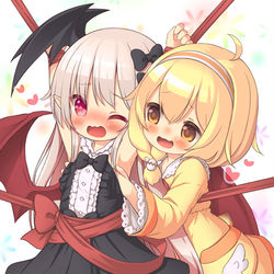 This is a pixiv picture whose title is つきのちゃん＆くぷるちゃん.