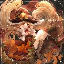 This is a pixiv picture whose title is ハロウィンリース魔女.