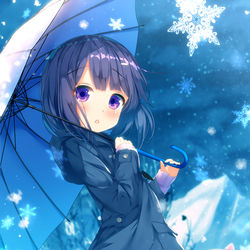 This is a pixiv picture whose title is 寒いけど絶対領域を開放してるフユちゃん.