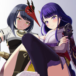 This is a pixiv picture whose title is 影&裟羅.