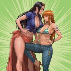 This is a pixiv picture whose title is ニコ・ロビン & ナミ.