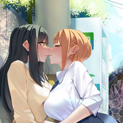 This is a pixiv picture whose title is [skeb]百合空間の結界を意図せず展開するみこさんとハナさん.