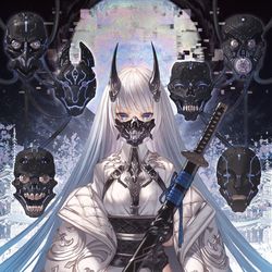 This is a pixiv picture whose title is 逢魔ヶ時　蒼.