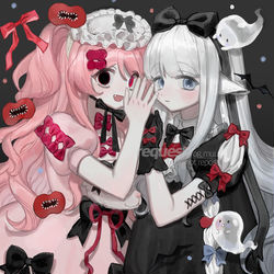 This is a pixiv picture whose title is 🖤💗🖤.