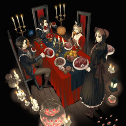 This is a pixiv picture whose title is ハロウィンディナー.