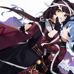 This is a pixiv picture whose title is 「今宵月の館にて」.