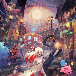 This is a pixiv picture whose title is 魔女の瞳がみえる街.