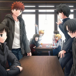 This is a pixiv picture whose title is 型月主人公会議 in アーネンエルベ.