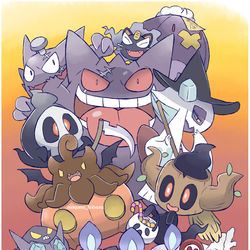 This is a pixiv picture whose title is ポケモンとハロウィン.