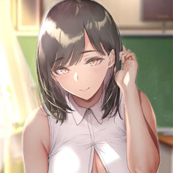 This is a pixiv picture whose title is 気になる男子の成績が下がっていることに気がつくと、他の学生が帰～.