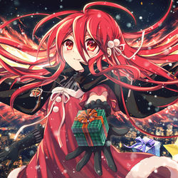 This is a pixiv picture whose title is 赤と聖夜.