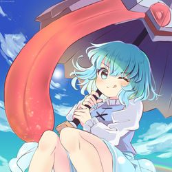 This is a pixiv picture whose title is 小傘ちゃん降ってきた.