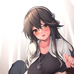 This is a pixiv picture whose title is 榛名の膝枕.