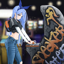 This is a pixiv picture whose title is Girl at the arcade.
