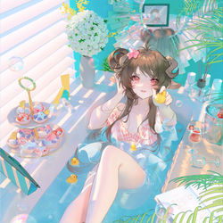 This is a pixiv picture whose title is bathtub.