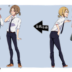 This is a pixiv picture whose title is 美少女が立場交換で美少年になる絵.