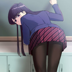 This is a pixiv picture whose title is 古見さんは黒タイツ.