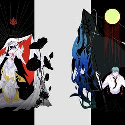 This is a pixiv picture whose title is 退けば狼、進めば虎.