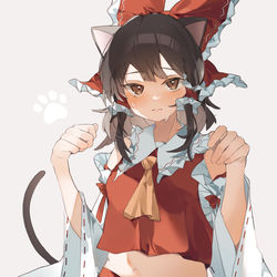 This is a pixiv picture whose title is 猫霊夢.