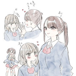 This is a pixiv picture whose title is 身長差カップル.