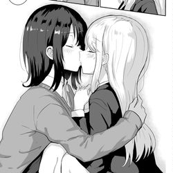 This is a pixiv picture whose title is 【百合】止められなくなってしまった娘たち.
