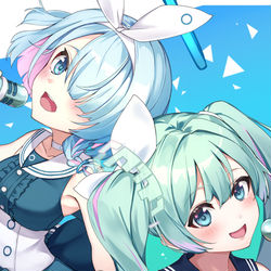 This is a pixiv picture whose title is ミクさんとアロナちゃん.