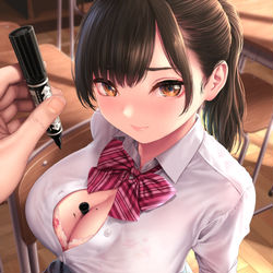 This is a pixiv picture whose title is マジックペンで罰ゲームJKさん.