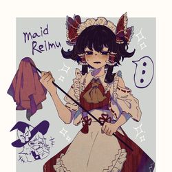 This is a pixiv picture whose title is メイド霊夢.