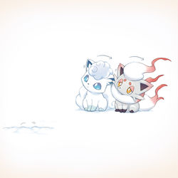 This is a pixiv picture whose title is アローラロコンとヒスイゾロア.