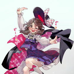 This is a pixiv picture whose title is くらえっ！最強種族女子高生のピスピース！！.