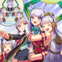 This is a pixiv picture whose title is 等身大で釣り上げられるゴルシ×4とマックちゃん.