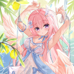 This is a pixiv picture whose title is 水を浴びるうちのこ.